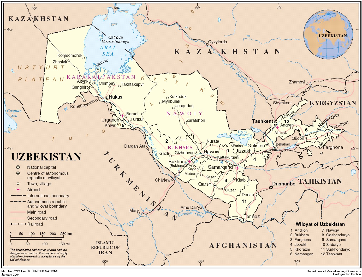 politique carte du Ouzbékistan
